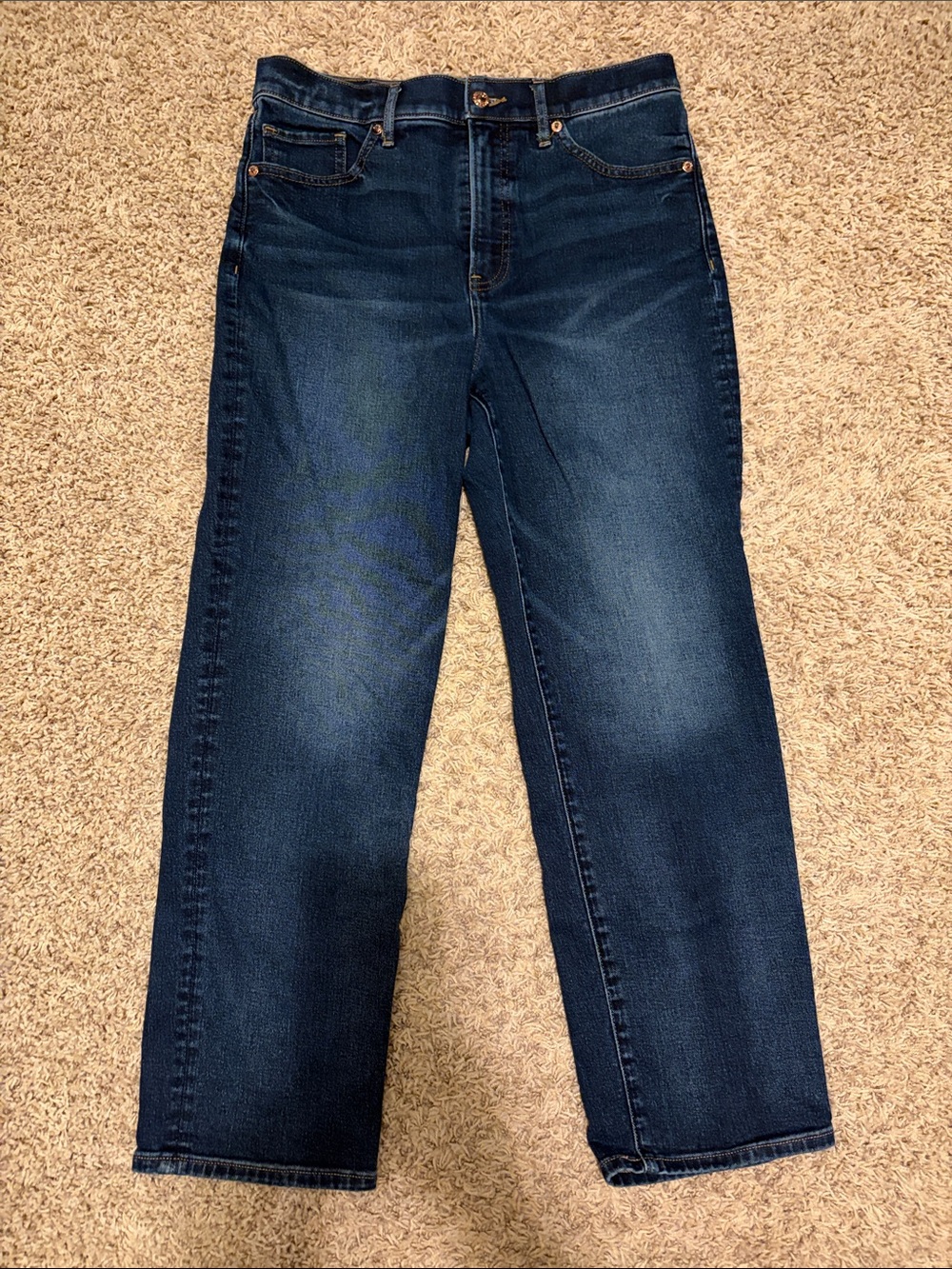 Express Womenβs Dark Blue Straight-Leg Jeans